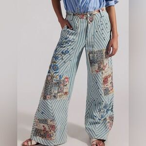 FREE PEOPLE “RUNYON PATCHED JEAN PANTS” COLOR: WEST RIDGE *SIZE (6) *NWT $268.00
